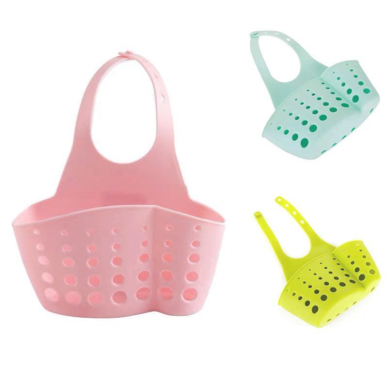 2PCS Kitchen Drain Holder Sponge Sink Storage Rack Basket Organizer Shelf Bathroom - Pink