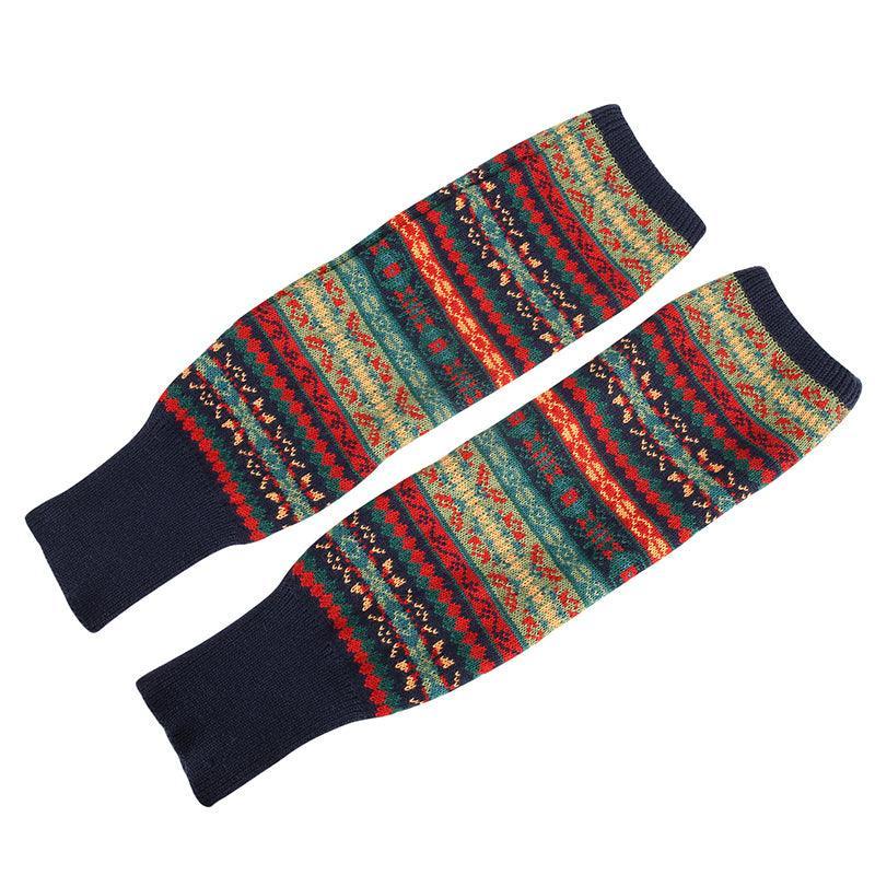 Women Ladies Winter Warm Knit Wool Leg Warmer Woolen Knee Knit Socks Leggings - Khaki