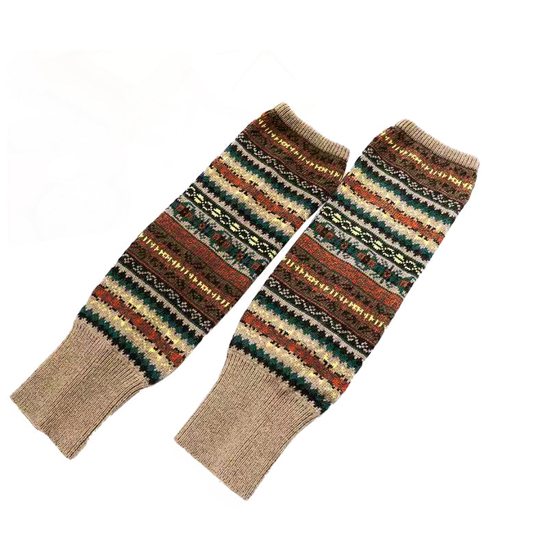 Women Ladies Winter Warm Knit Wool Leg Warmer Woolen Knee Knit Socks Leggings - Navy