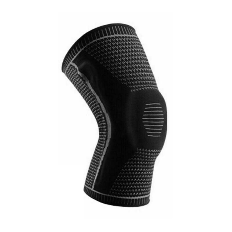 Black Knee Brace Knee Compression Sleeve Professional Sports Silicone Knee Support - L