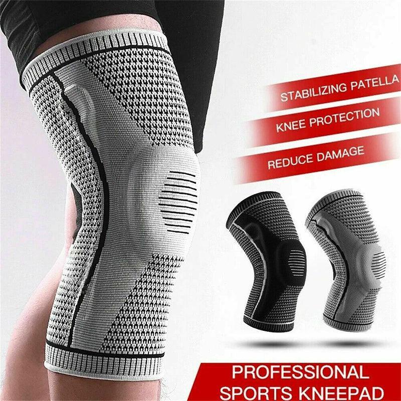 Black Knee Brace Knee Compression Sleeve Professional Sports Silicone Knee Support - M