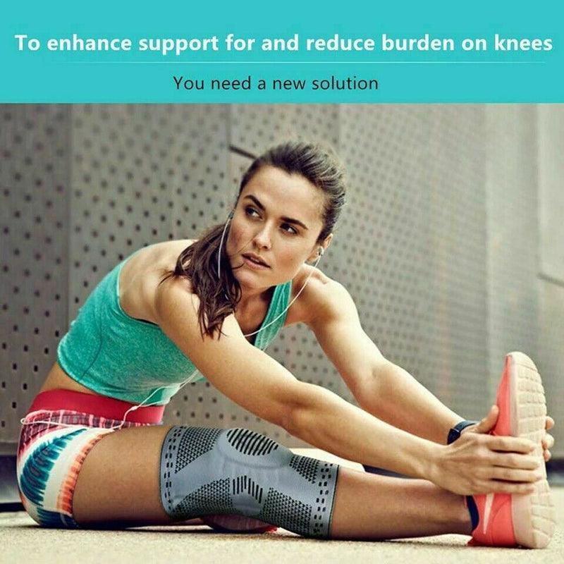 Black Knee Brace Knee Compression Sleeve Professional Sports Silicone Knee Support - M