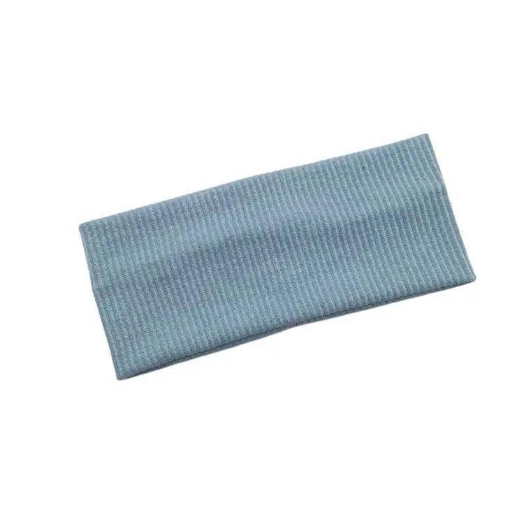 Women Headband Solid Wide Turban Knitted Cotton Hairband Girls Elastic Hair Band - Coffee