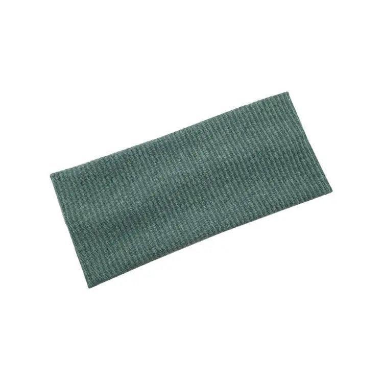 Women Headband Solid Wide Turban Knitted Cotton Hairband Girls Elastic Hair Band - Coffee