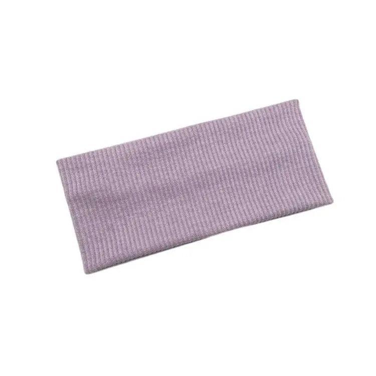Women Headband Solid Wide Turban Knitted Cotton Hairband Girls Elastic Hair Band - Coffee