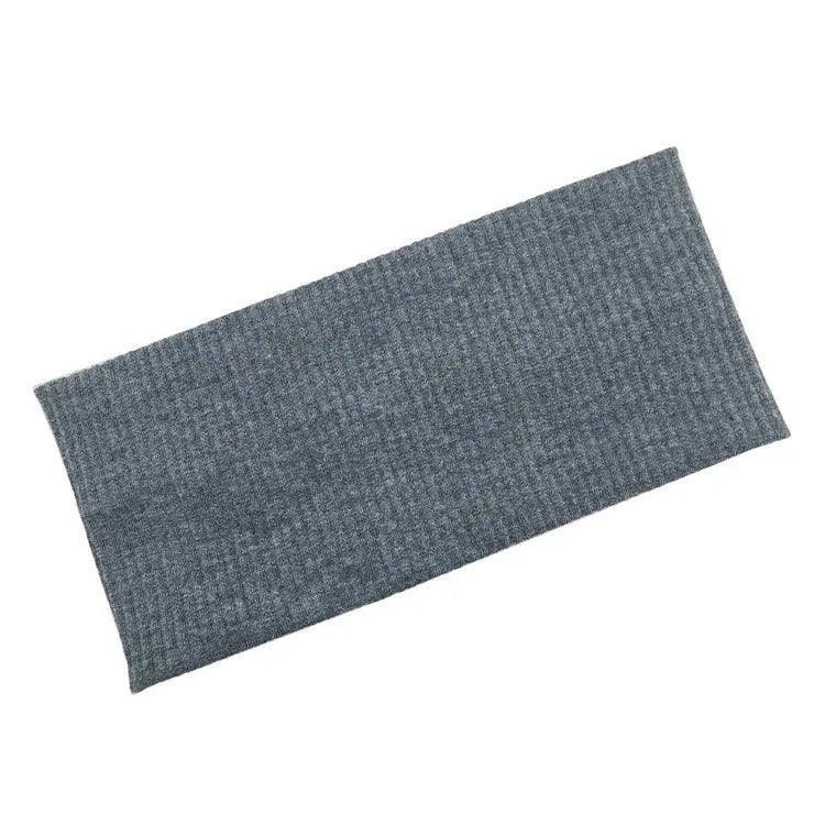 Women Headband Solid Wide Turban Knitted Cotton Hairband Girls Elastic Hair Band - Dark Grey