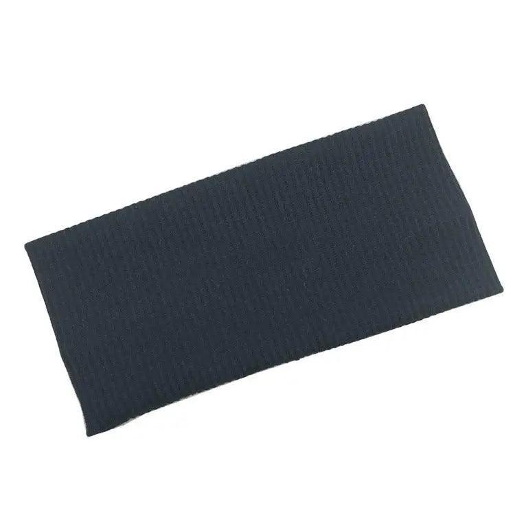 Women Headband Solid Wide Turban Knitted Cotton Hairband Girls Elastic Hair Band - Dark Grey