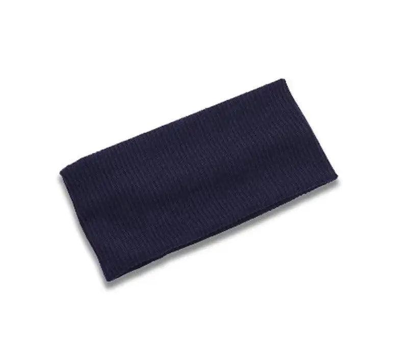 Women Headband Solid Wide Turban Knitted Cotton Hairband Girls Elastic Hair Band - Dark Grey