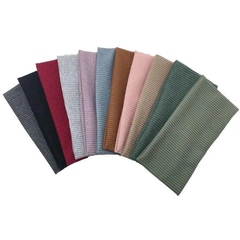 Women Headband Solid Wide Turban Knitted Cotton Hairband Girls Elastic Hair Band - Green
