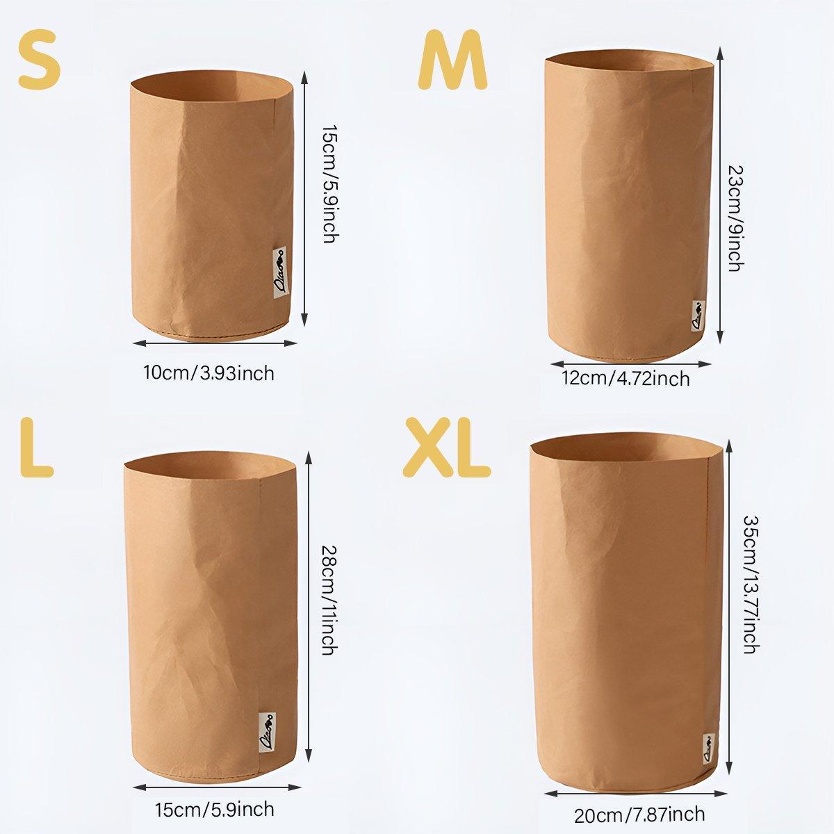 3pcs Washable Kraft Paper Storage Bag for Kitchen Desktop Refrigerator Organizer - L-Square