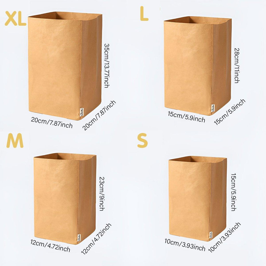 3pcs Washable Kraft Paper Storage Bag for Kitchen Desktop Refrigerator Organizer - L-Square