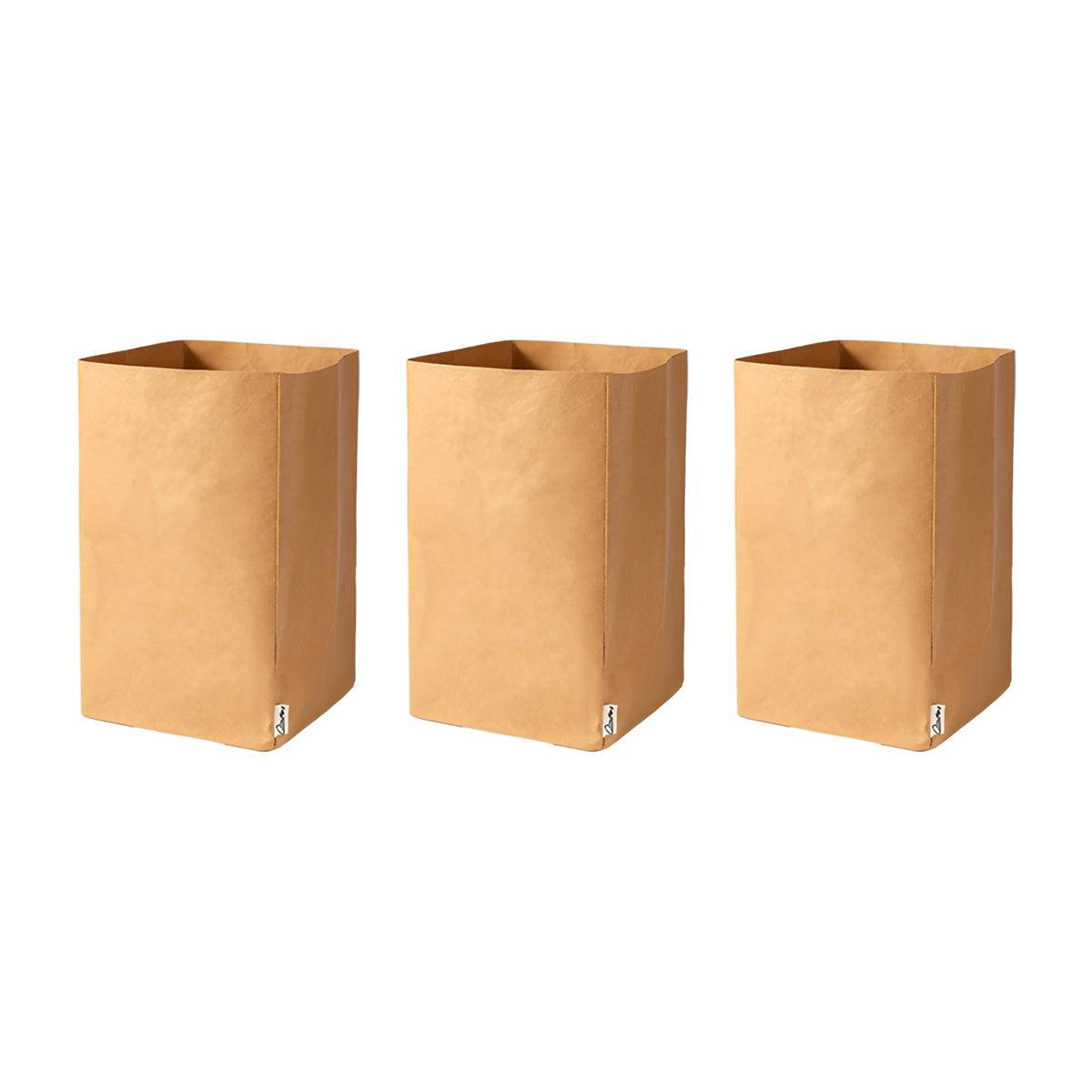 3pcs Washable Kraft Paper Storage Bag for Kitchen Desktop Refrigerator Organizer - S-Square