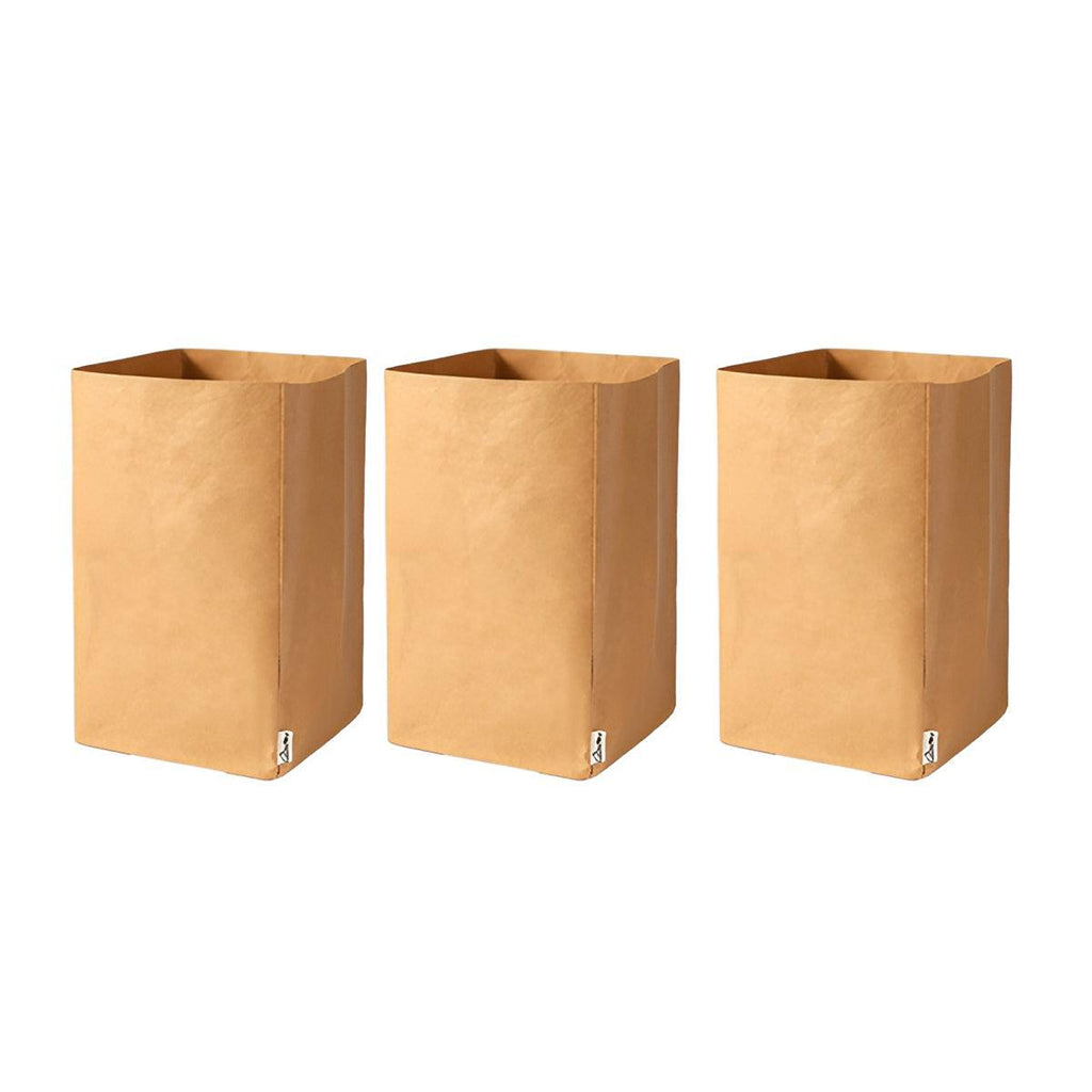 3pcs Washable Kraft Paper Storage Bag for Kitchen Desktop Refrigerator Organizer - XL-Square