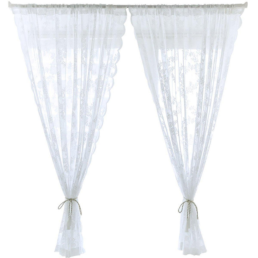 Elegant Lace Curtain Bedroom Window Door Screen Privacy Window Decor - 75*120cm