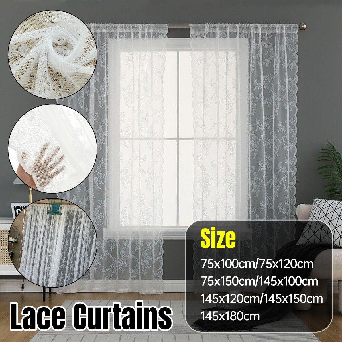 Elegant Lace Curtain Bedroom Window Door Screen Privacy Window Decor - 75*150cm