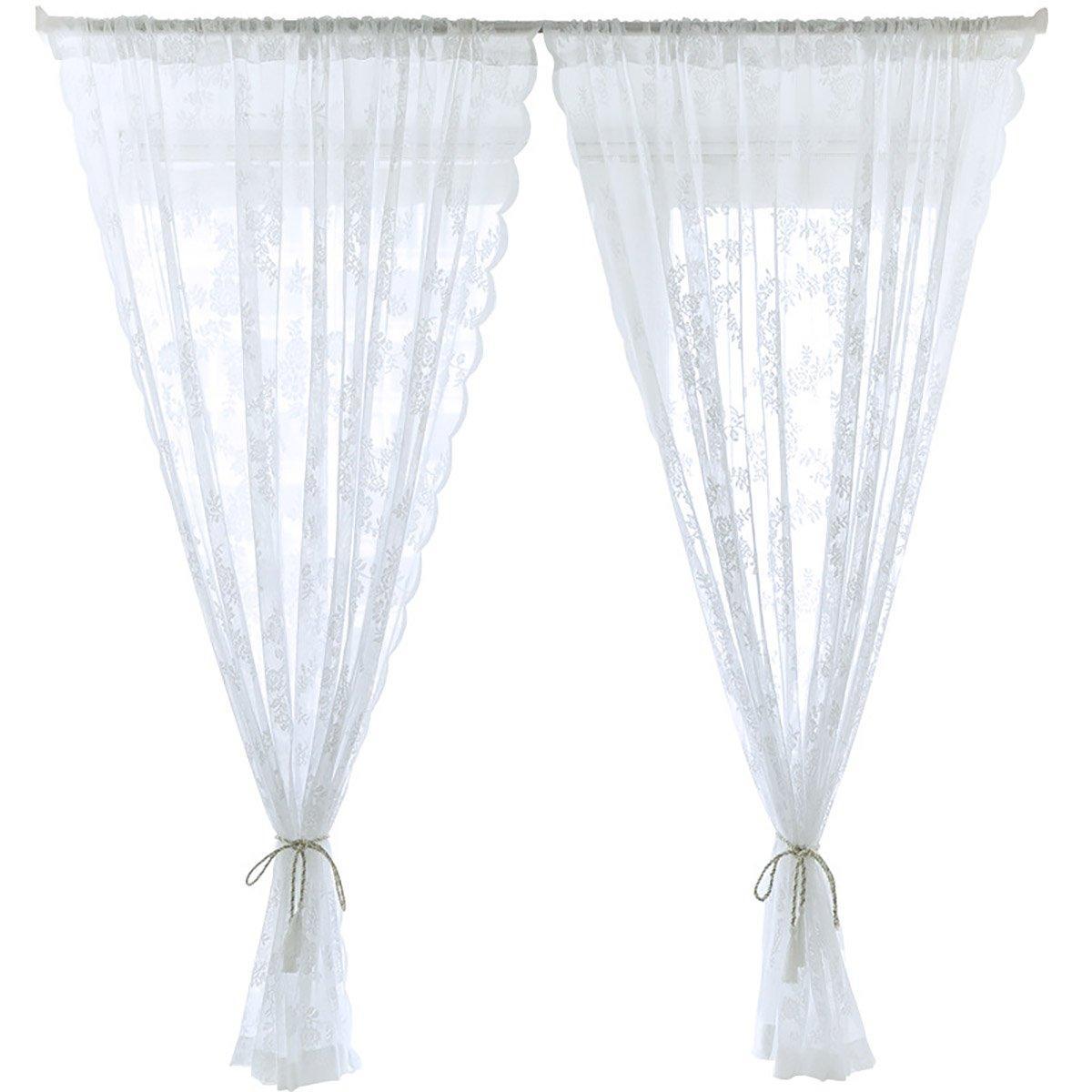 Elegant Lace Curtain Bedroom Window Door Screen Privacy Window Decor - 75*150cm
