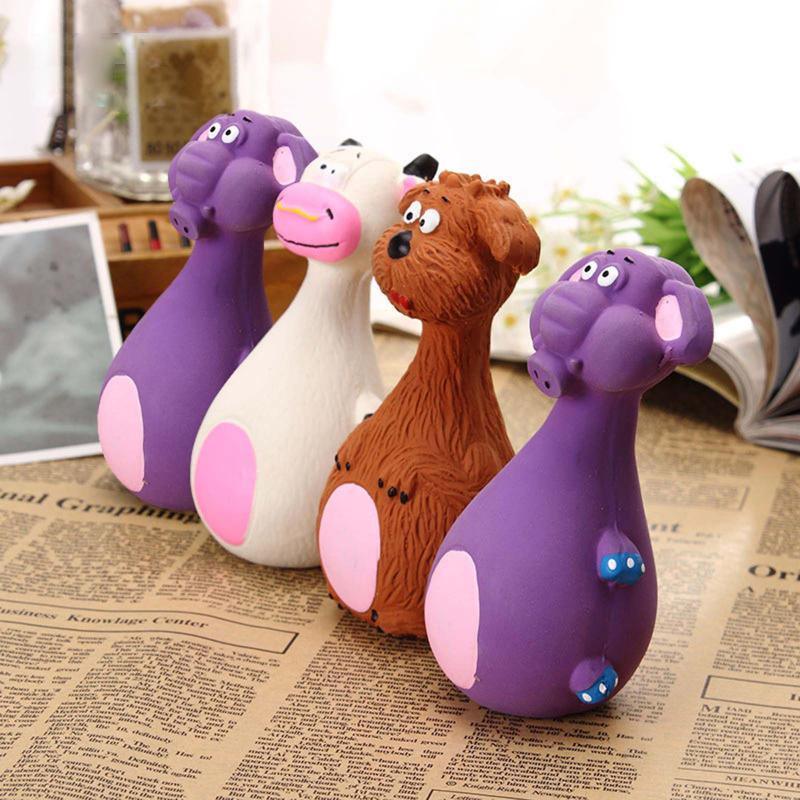 Latex Squeaky Dog Toys Puppy Pet Chew Toys Squeaker Soft and Interactive - White