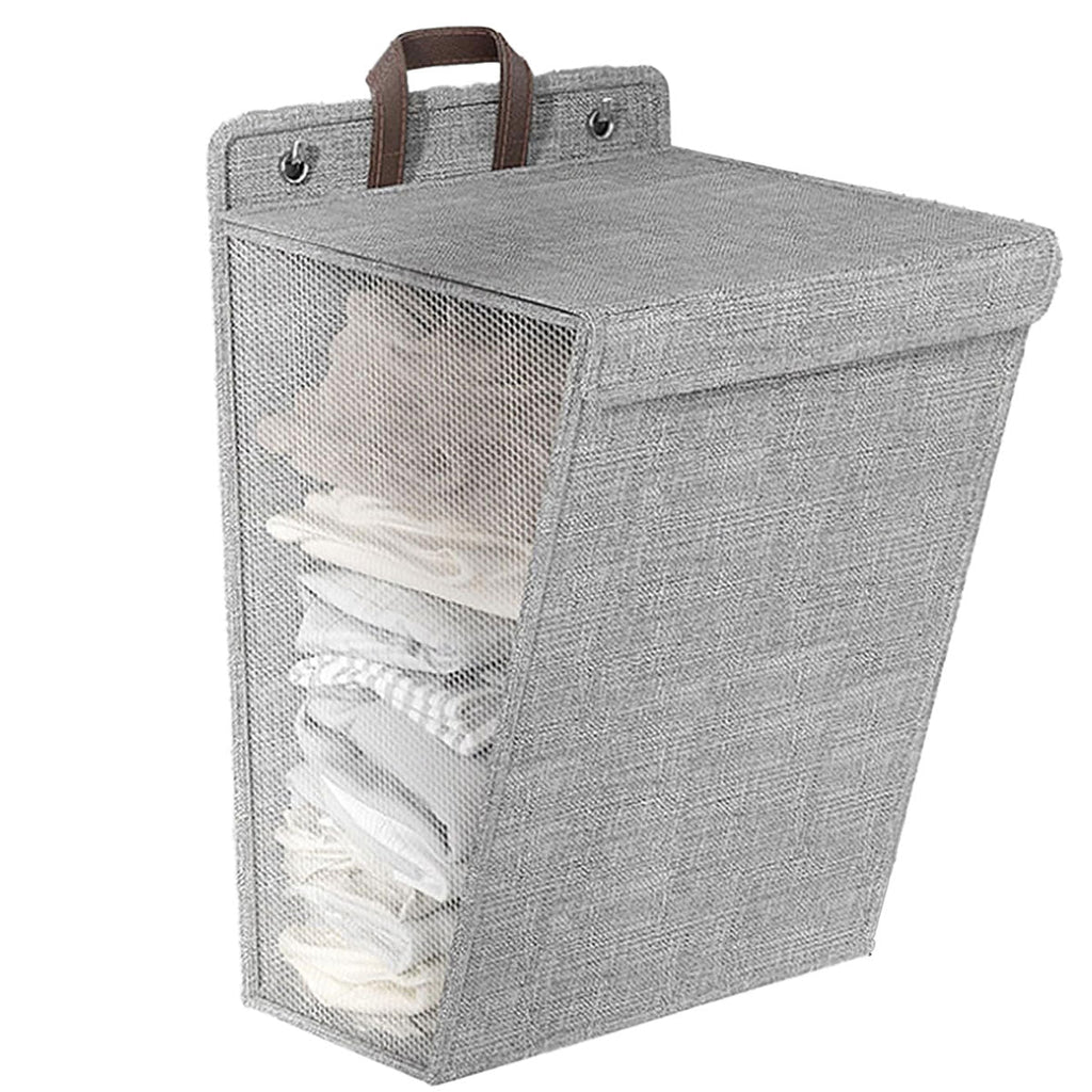 Foldable Laundry Basket Wall Mounted Clothes Storage Basket Household Organizer - Beige