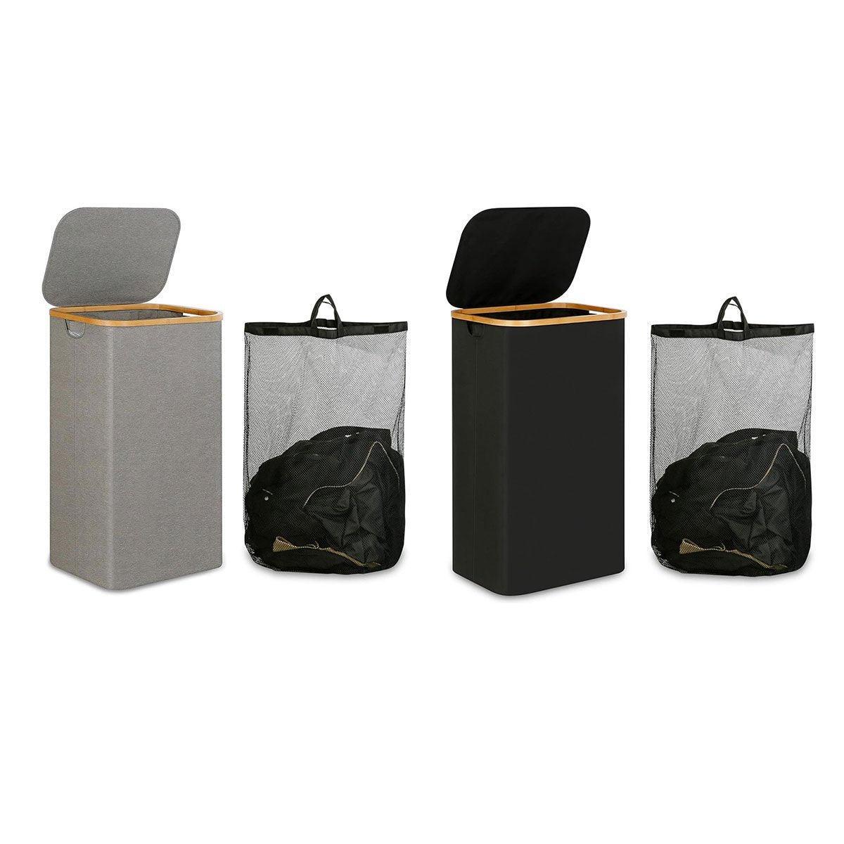 Bathroom Laundry Basket Large Clothes Hamper Dirty Laundry Storage Organizer - Black