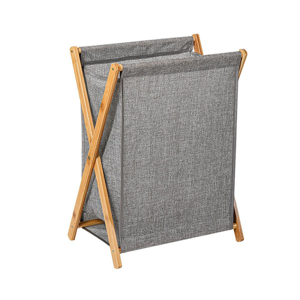 Wooden Collapsible Laundry Basket Dirty Clothes Storage Household Organizer - Beige-S