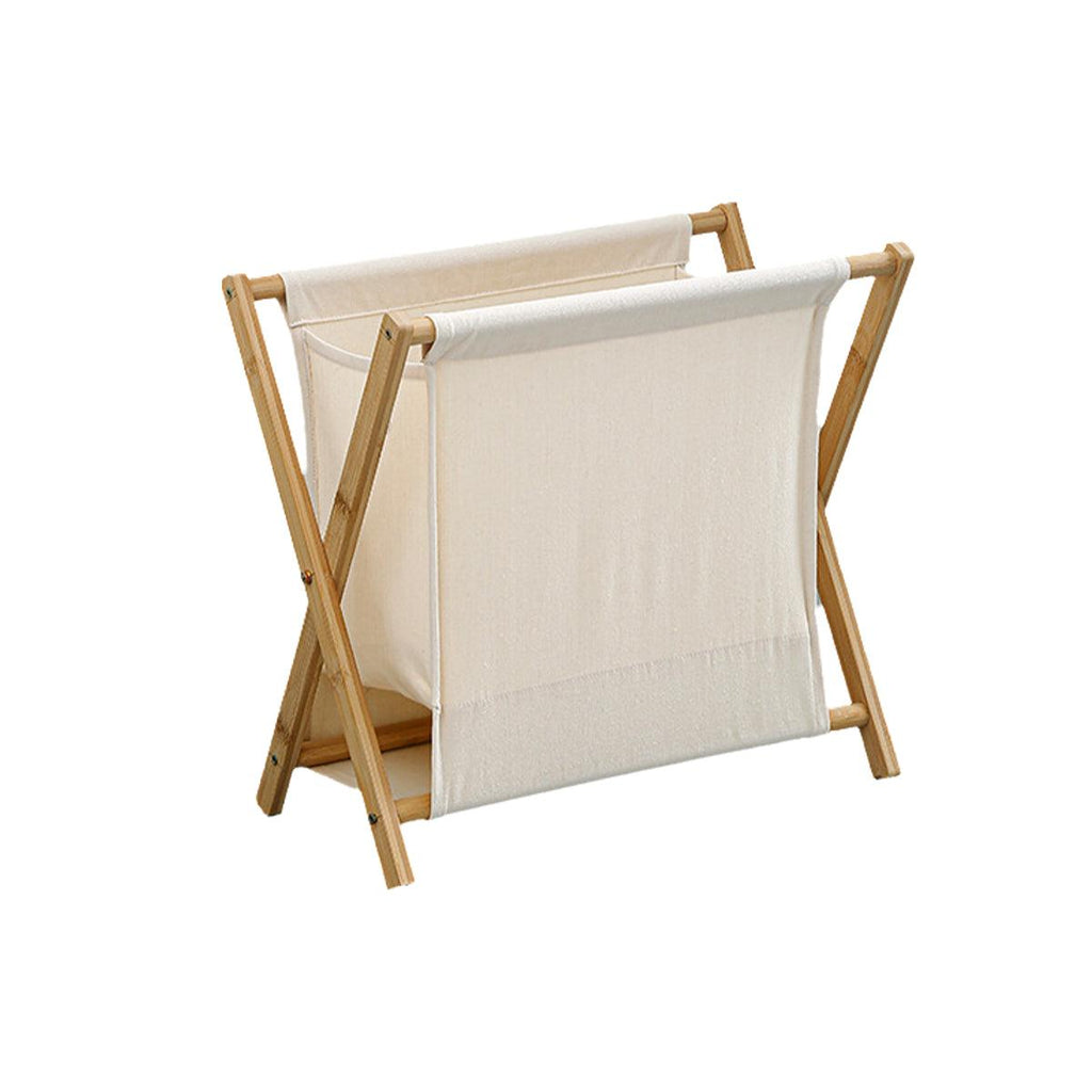 Wooden Collapsible Laundry Basket Dirty Clothes Storage Household Organizer - Beige-S