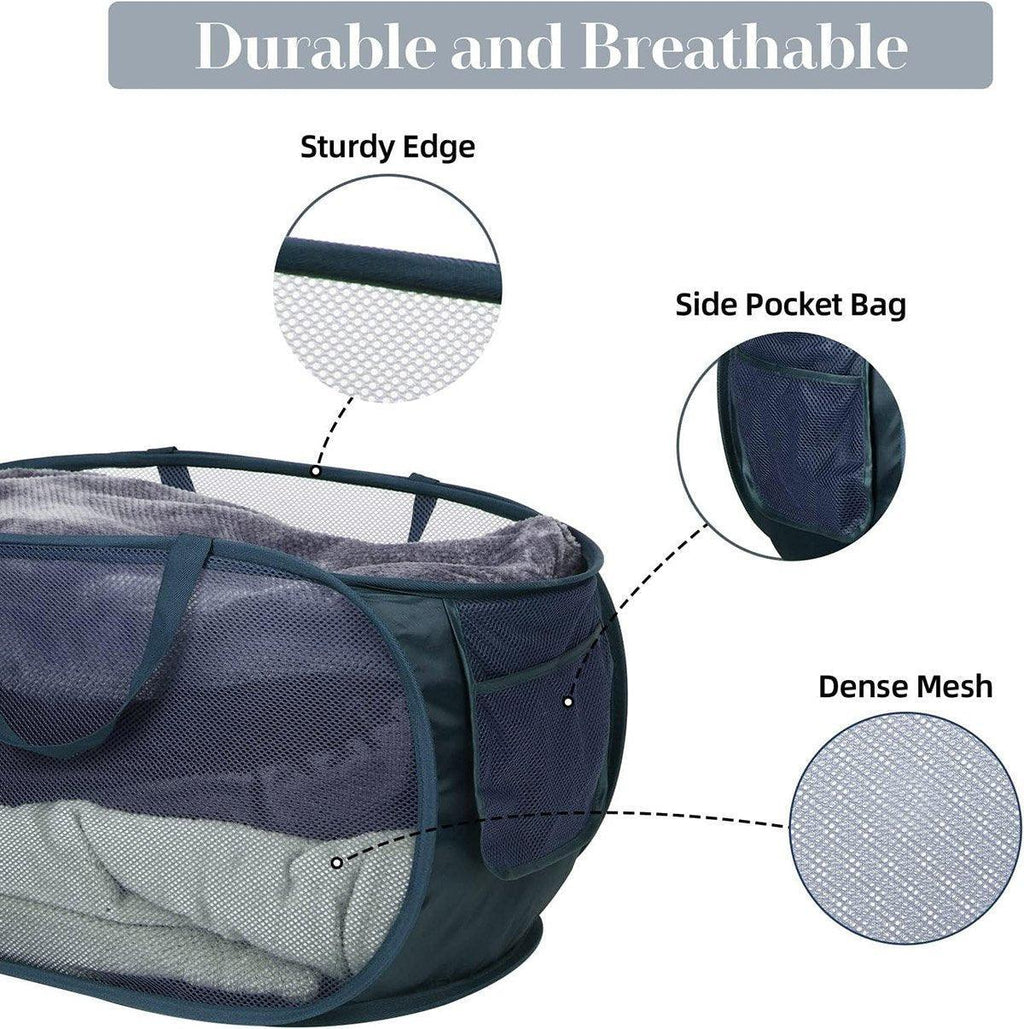 Large Folding Laundry Basket Collapsible Storage Organizer Dirty Clothes Hamper - White