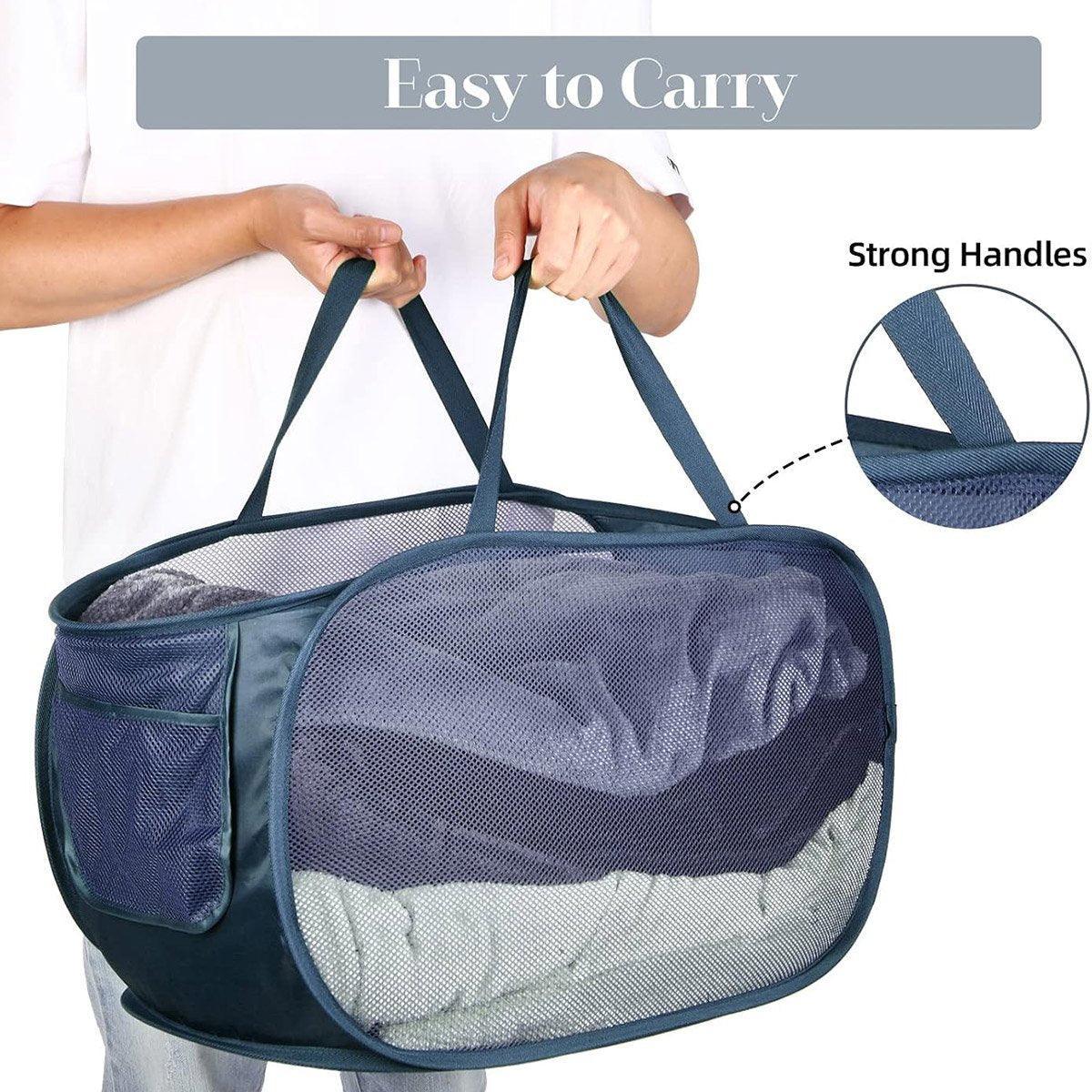 Large Folding Laundry Basket Collapsible Storage Organizer Dirty Clothes Hamper - White