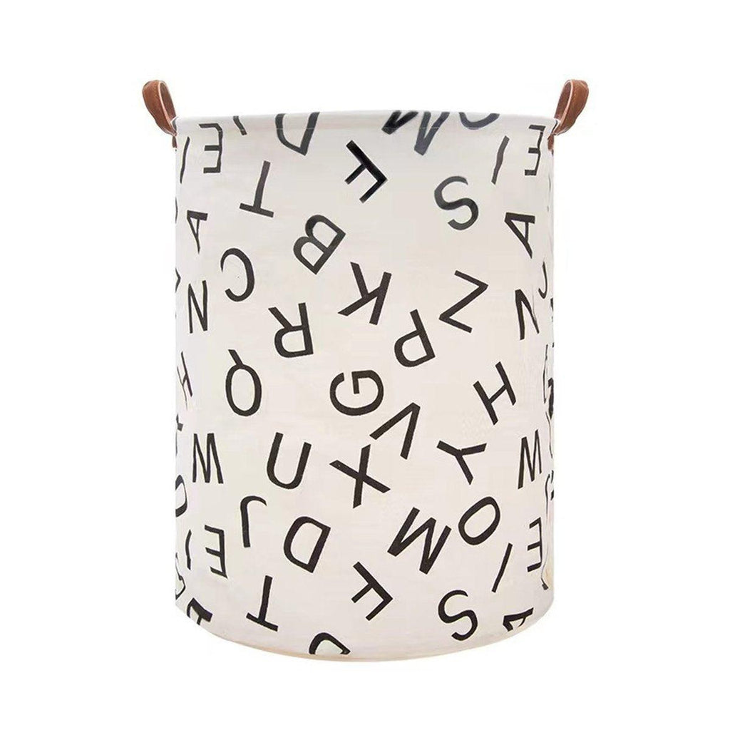 Foldable Laundry Basket Dirty Clothes Hamper Toy Storage Organizer Storage Bin - English Letters