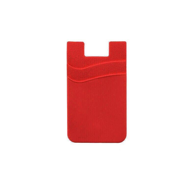 Silicone Phone Card Holder Double Layer Adhesive Wallet with 3M Backing - Pink