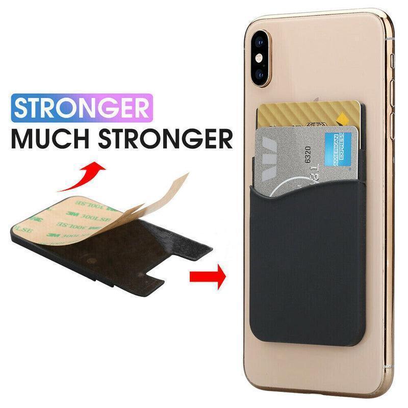 Silicone Phone Card Holder Double Layer Adhesive Wallet with 3M Backing - Purple