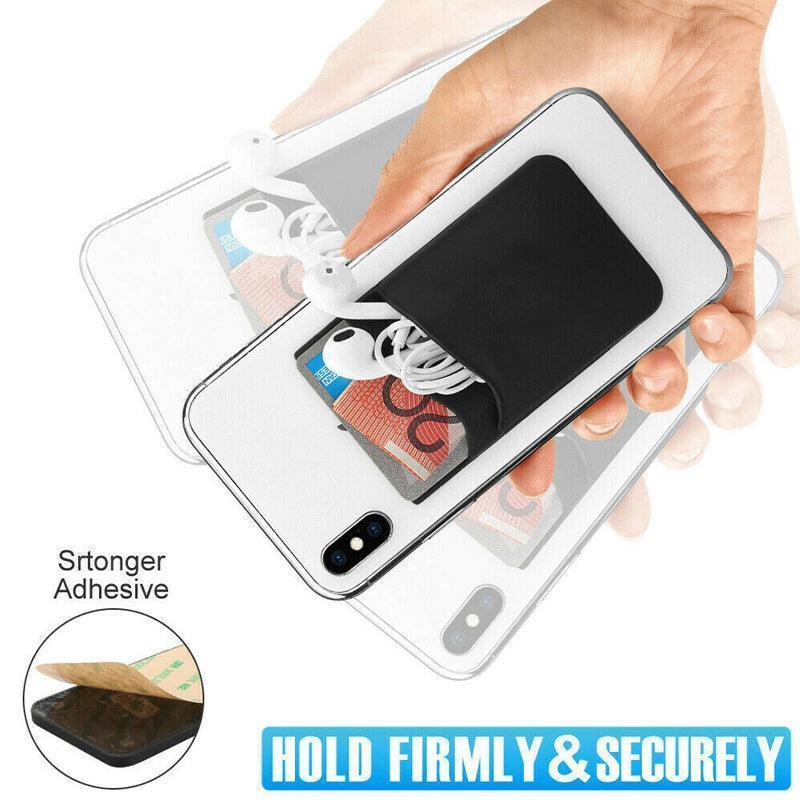 Silicone Phone Card Holder Double Layer Adhesive Wallet with 3M Backing - White