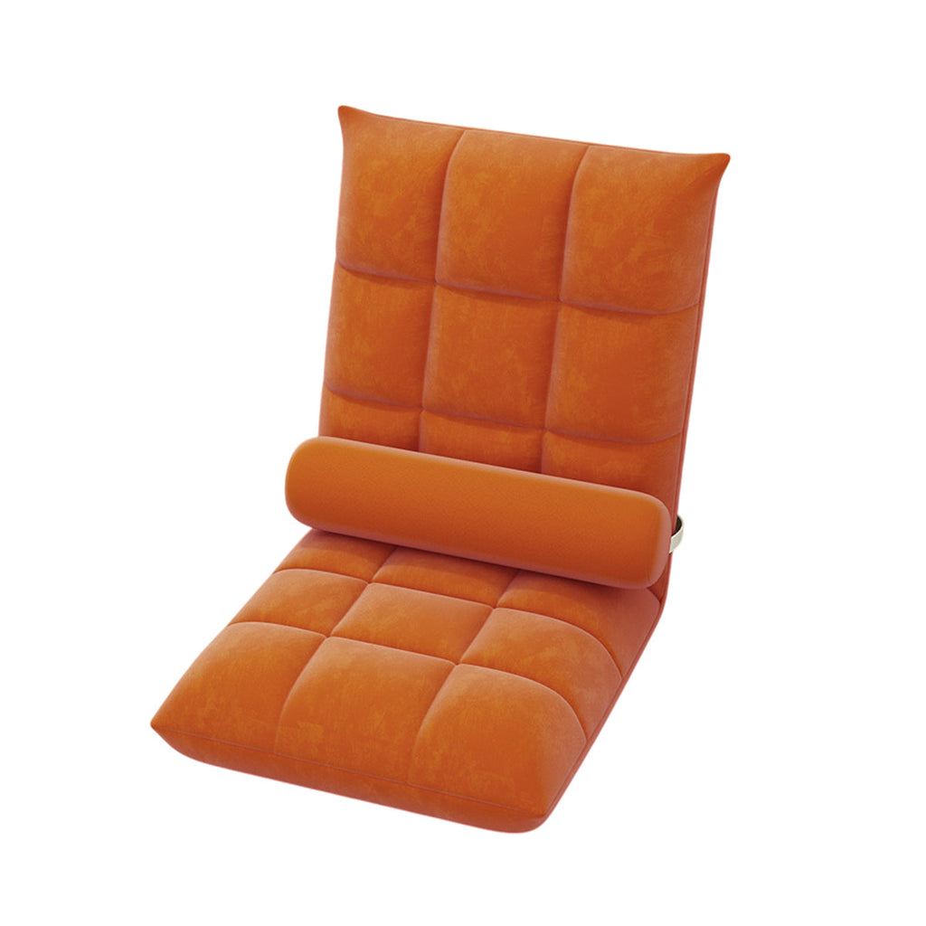 Floor Lounge Sofa Bed Chair with Lumbar Pillow Folding Adjustable Cushion - White