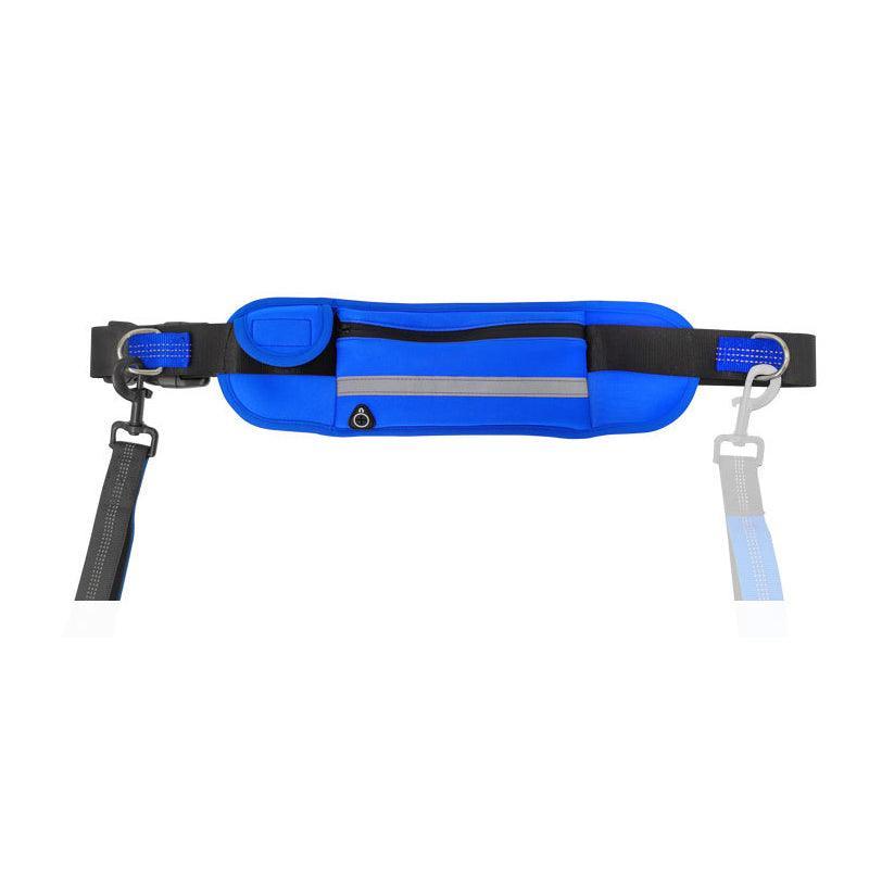 Hands Free Dog Leash Adjustable Lead with Waist Belt Bag for Walking Jogging Running - Black+Grey
