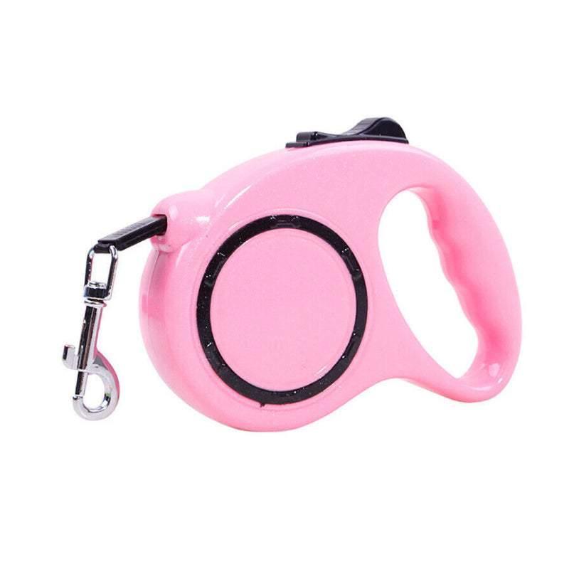 3M Retractable Dog Lead Leash Long Stong Extendable Lockable Rope Heavy Duty - Pink