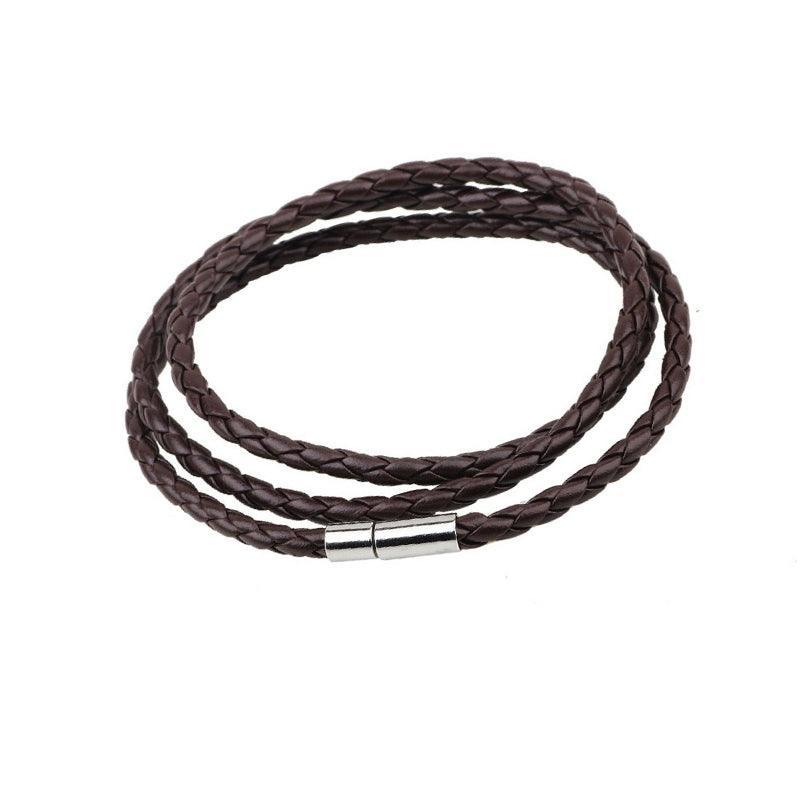 1Pc New Fashion Men Women Three Laps Pu Leather Bracelet Wristband Bangle Punk - Black
