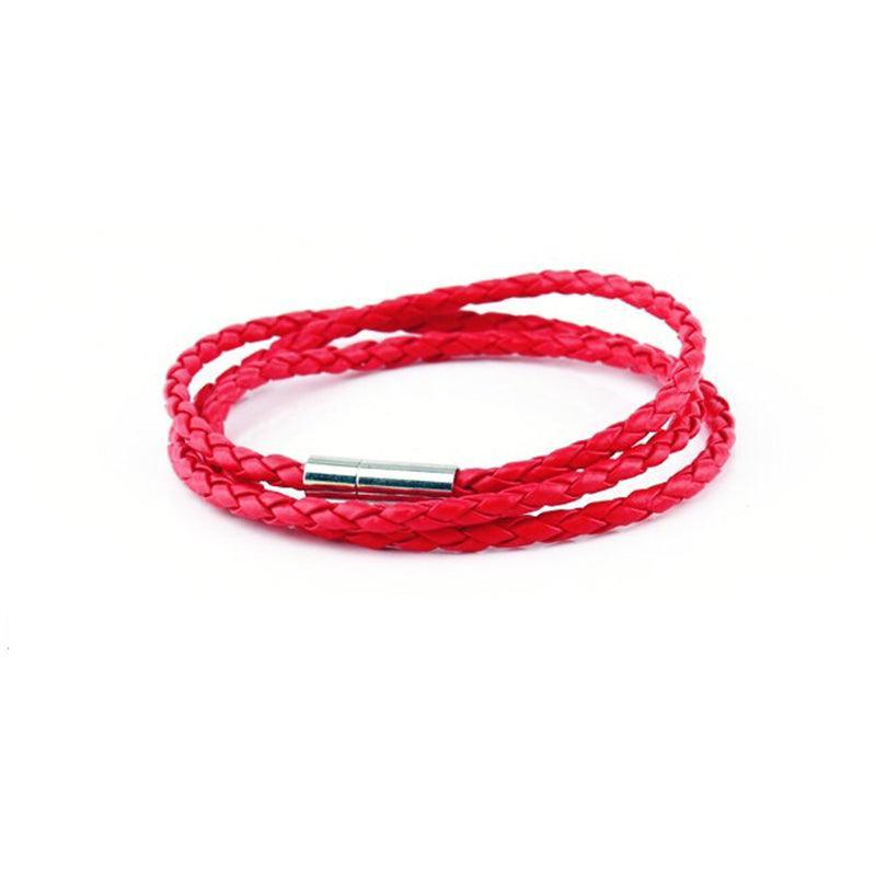 1Pc New Fashion Men Women Three Laps Pu Leather Bracelet Wristband Bangle Punk - White