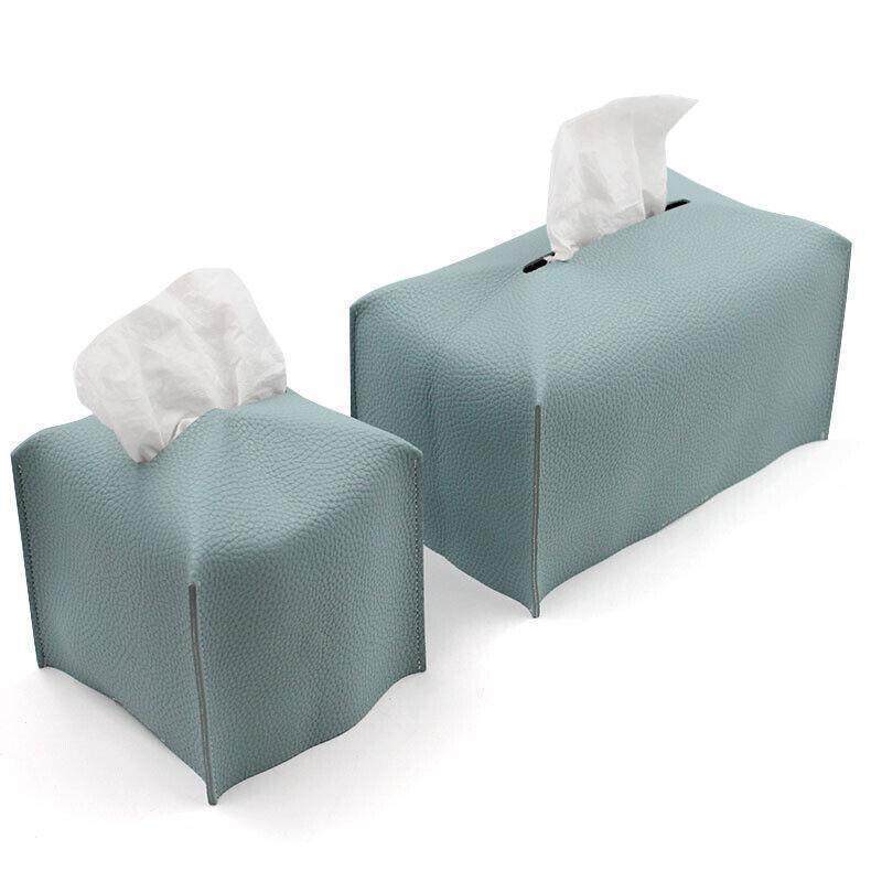 Large Size Tissue Box Dispenser Paper Holder Napkin Case Pu Leather Cover - White