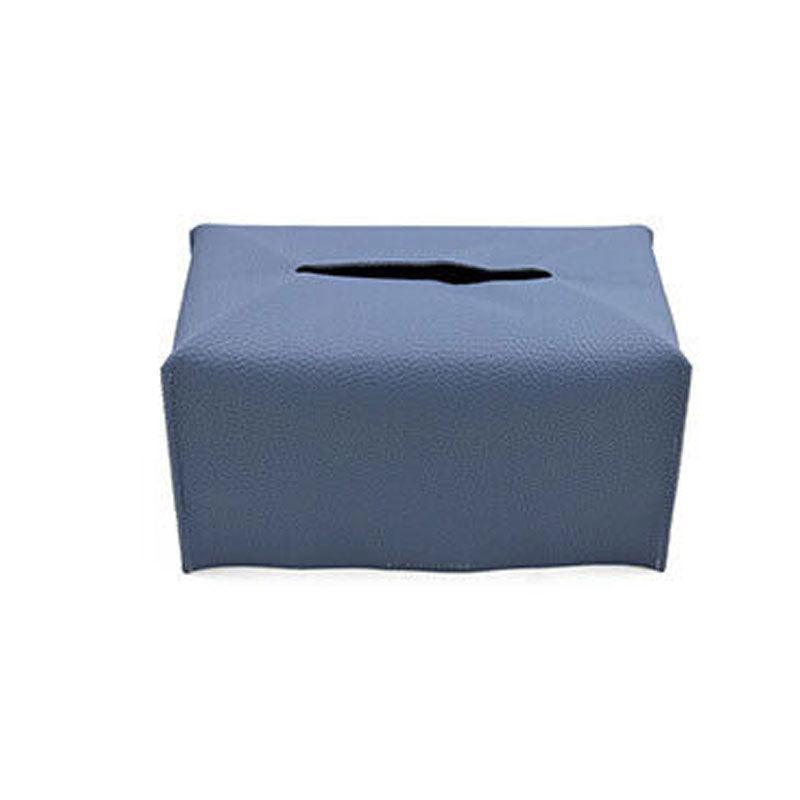 Large Size Tissue Box Dispenser Paper Holder Napkin Case Pu Leather Cover - White