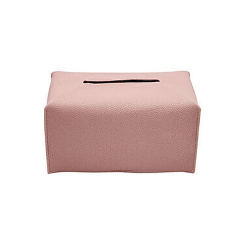 Large Size Tissue Box Dispenser Paper Holder Napkin Case Pu Leather Cover - White