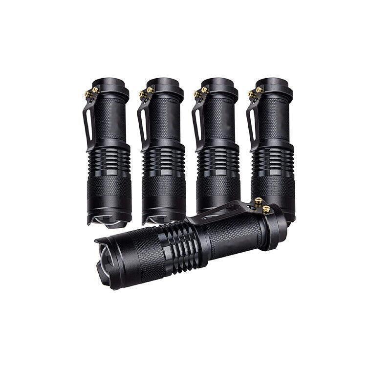 5/10x Mini Q5 LED Flashlight Torch Adjustable Focus Zoom Light Lamp 1200LM - 5PCS