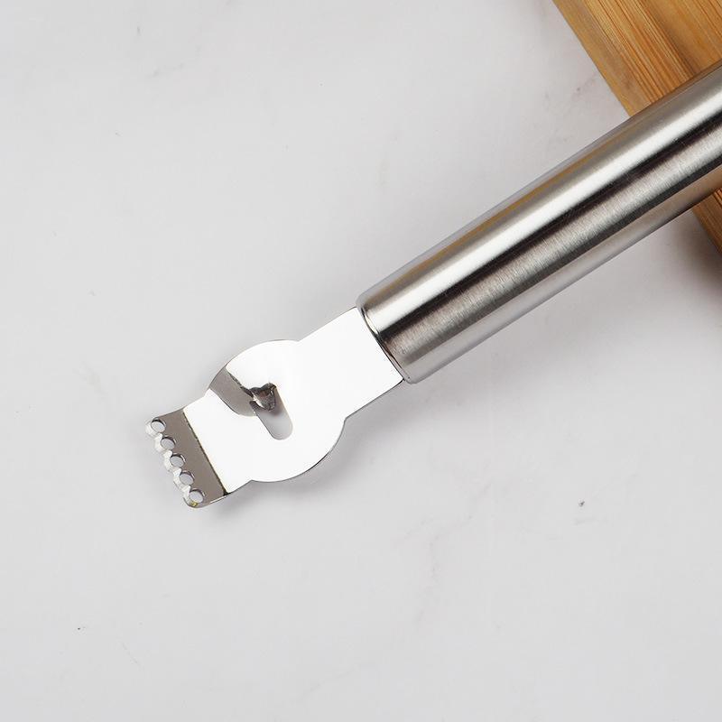 Lemon Zester Grater Knife Tool Stainless Steel with Channel Garnish Citrus Lime - Silver