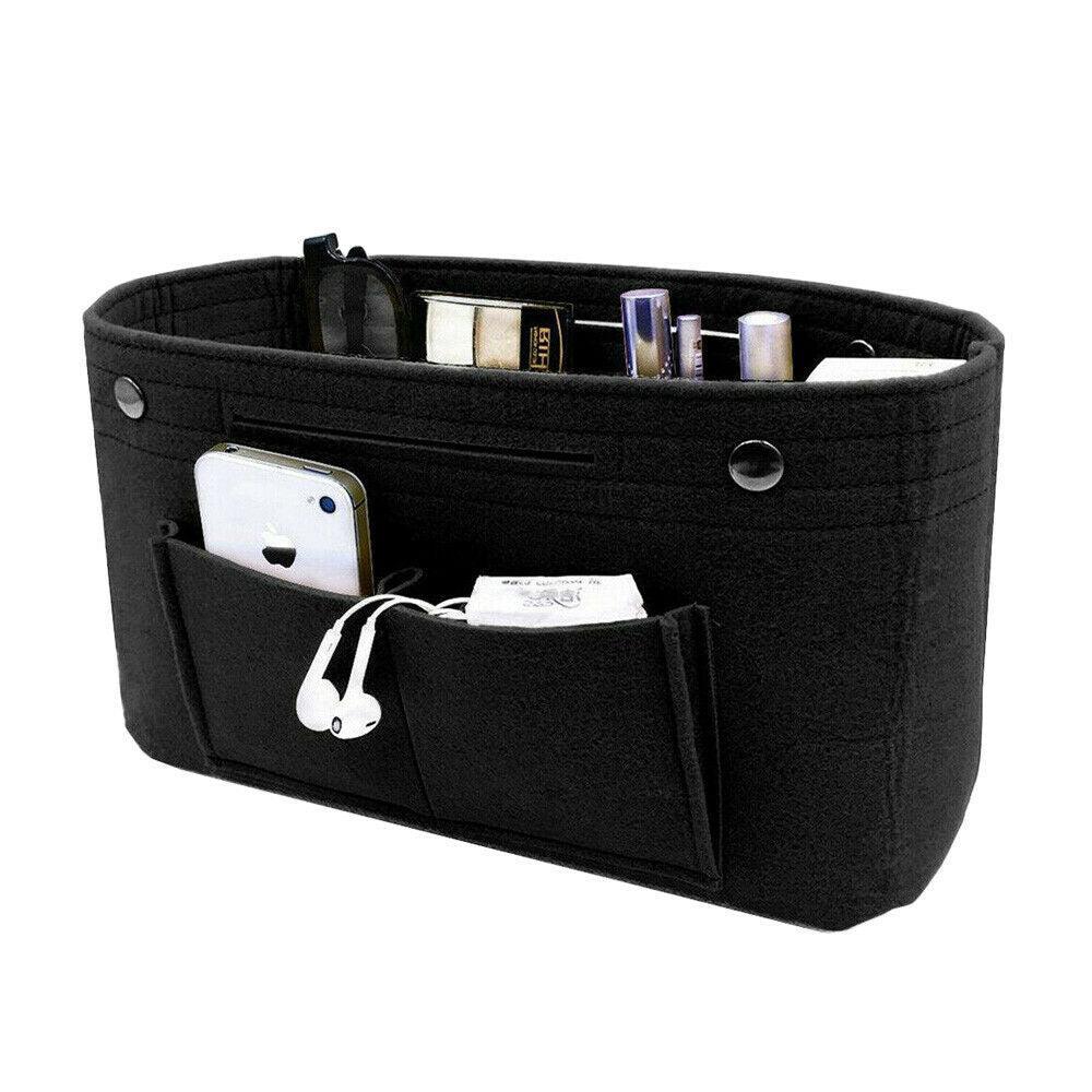 Travel Organiser Handbag Felt Bag Tote Insert Liner Purse Pouch Women 25*16*9Cm - Light Grey