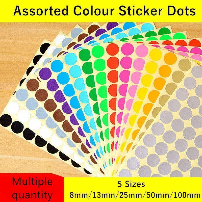 Green Assorted Sizes Colour Sticker Dots Adhesive Round Labels Circular Spot Scrapbook - 100mm*2 Dots