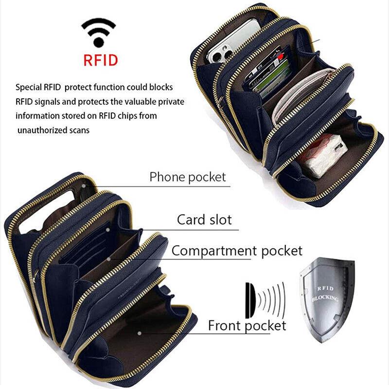 Women Crossbody Phone Purse Touch Screen Bag Rfid Blocking Wallet Shoulder Strap - Light Purple