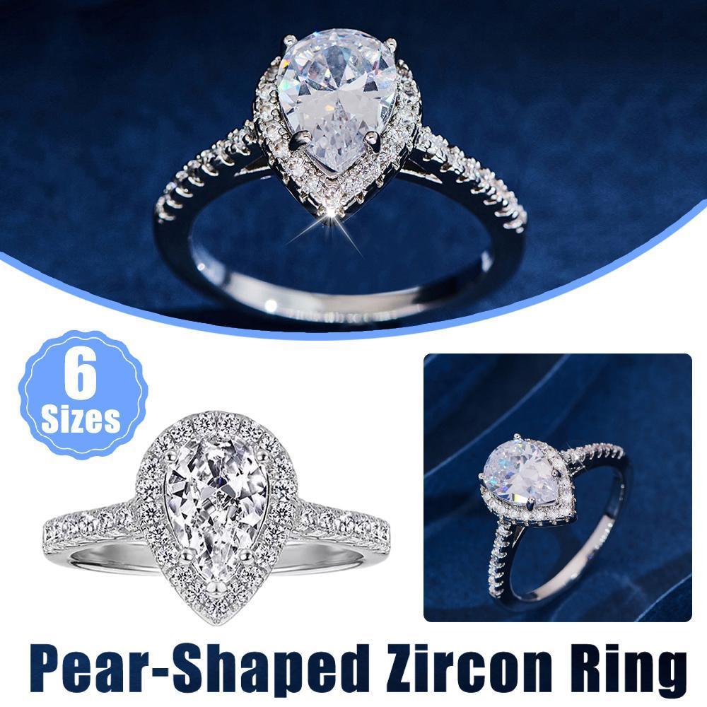 Sparkling Pear Shaped Zircon Cluster Ring Pear Shape Engagement Women Gift - 5