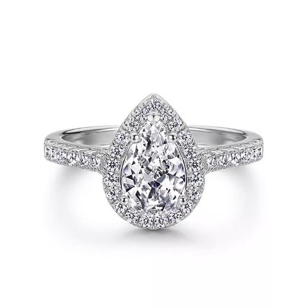 Sparkling Pear Shaped Zircon Cluster Ring Pear Shape Engagement Women Gift - 5