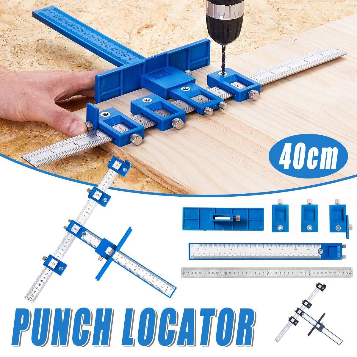 Furniture Carpentry Drill Guide Punch Locator Woodworking Hole Locator Ruler - Black