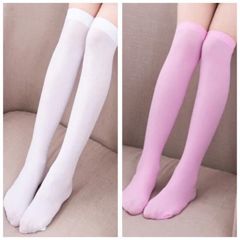 Womens Girls Long Socks Over Knee Thigh High Stockings Hosiery Tights Pantyhose - Purple