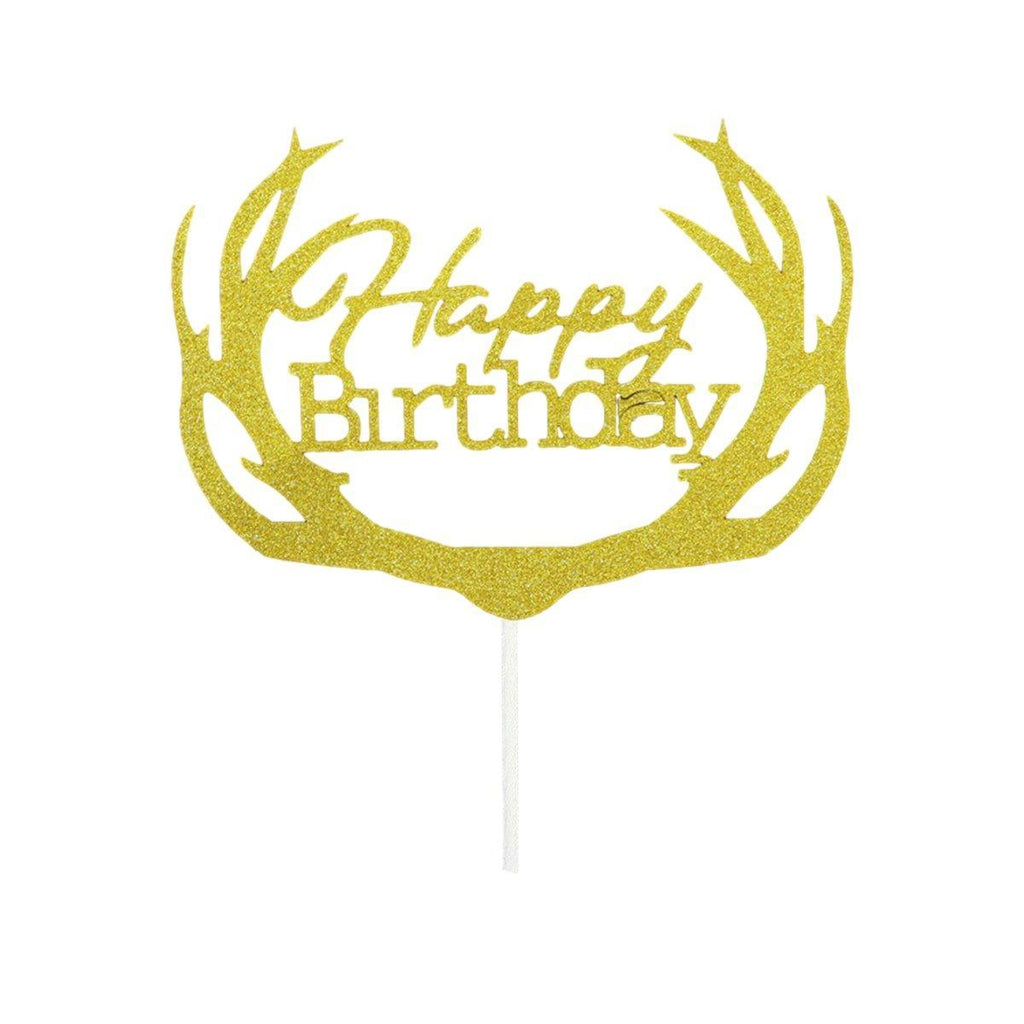 Happy Birthday Cake Topper Colour Printed Acrylic Party Decorations - Blue-Long Strip
