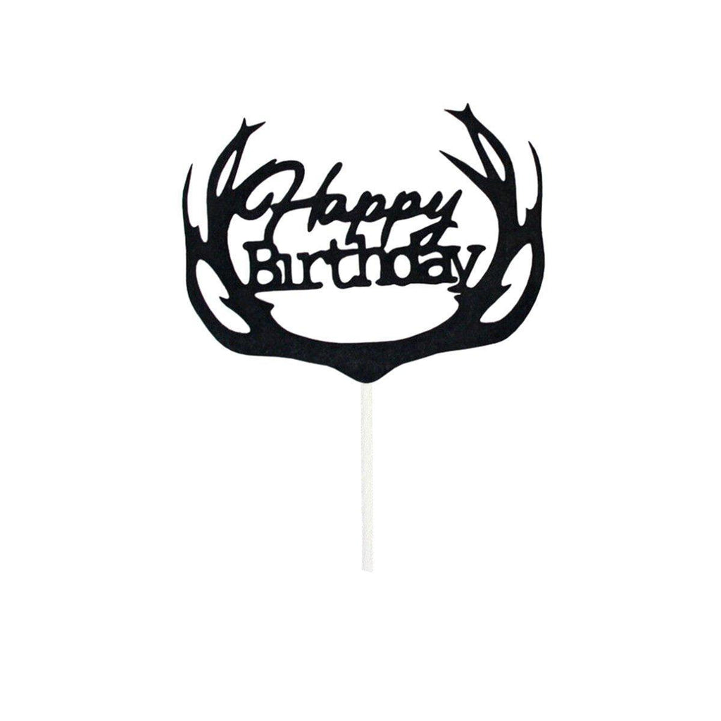 Happy Birthday Cake Topper Colour Printed Acrylic Party Decorations - Silver-Long Strip
